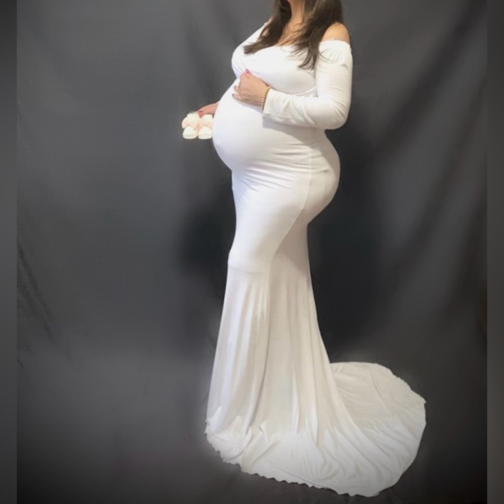 Elegant White Maternity Dress